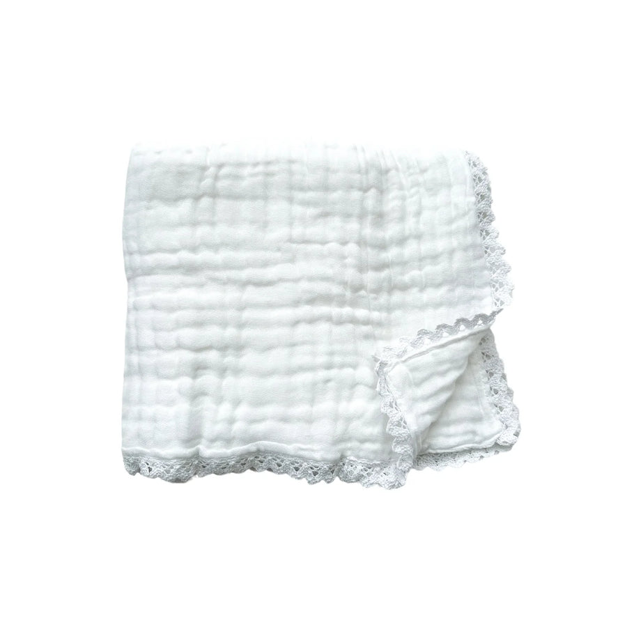 Muslin 6-Layer Blanket - White Lace