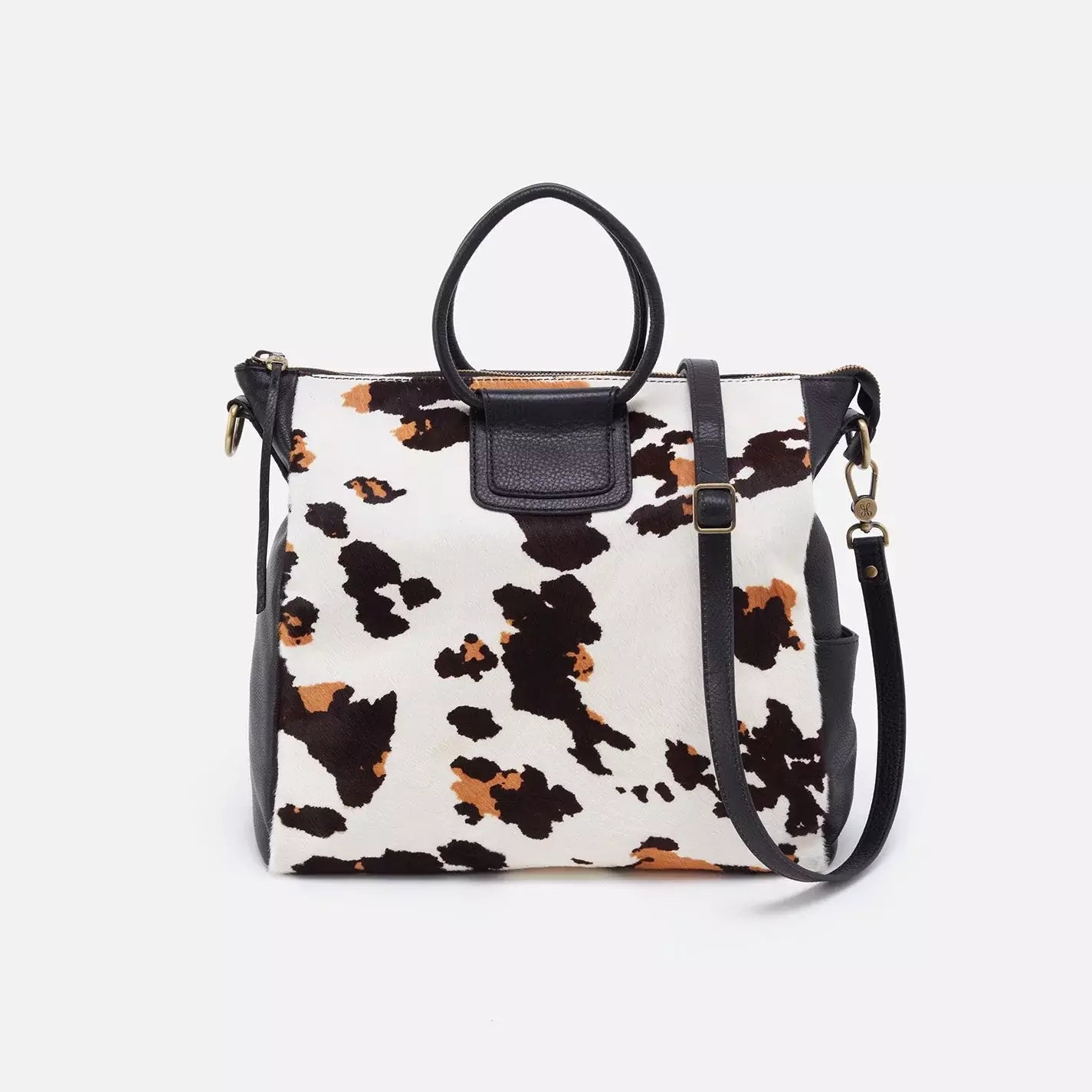 Sheila-Large Satchel, Hair on Hide Cow Print Black and Brown – Hoity Toity