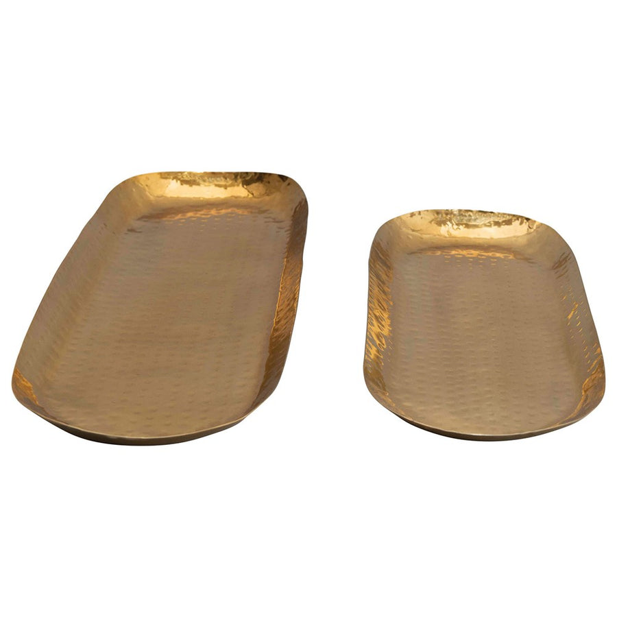 Hammered Stainless Steel Oval Brass Trays