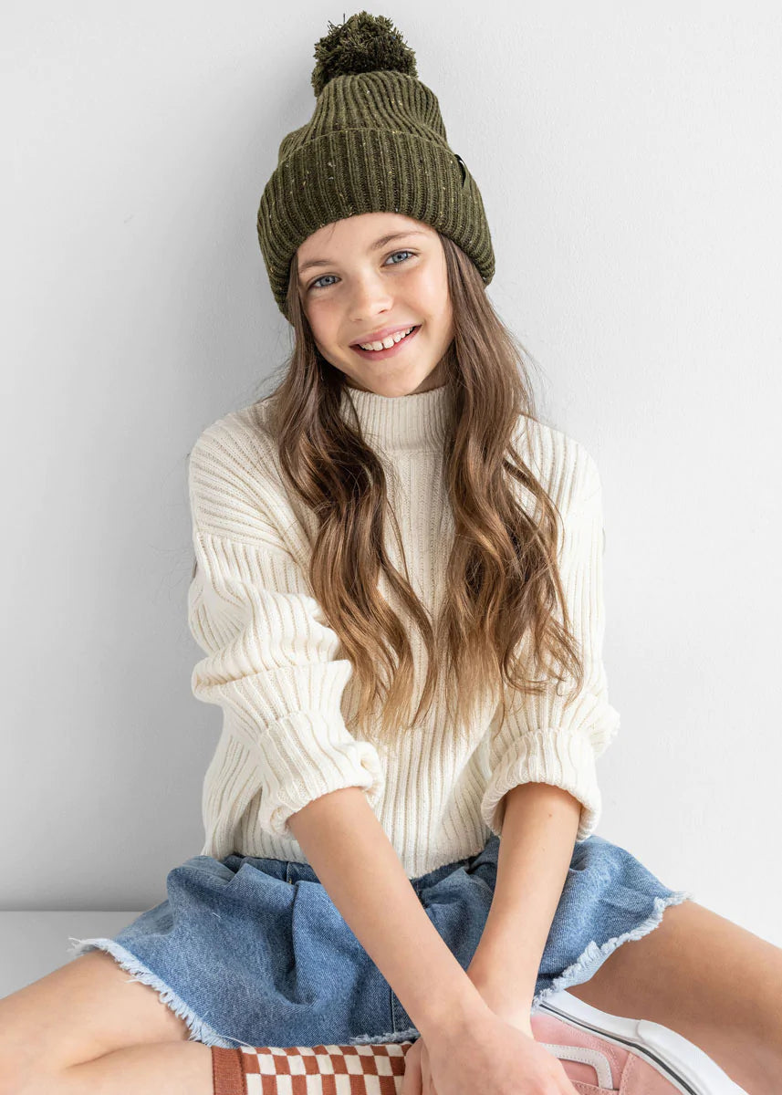 Youth Mad Hatter Speckled Knit Beanie | Hunter Green