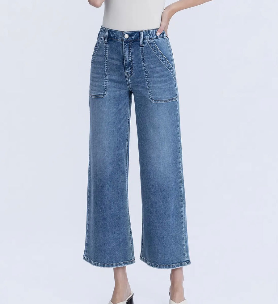 Kris High Rise Ankle Baggy Wide Leg Jeans