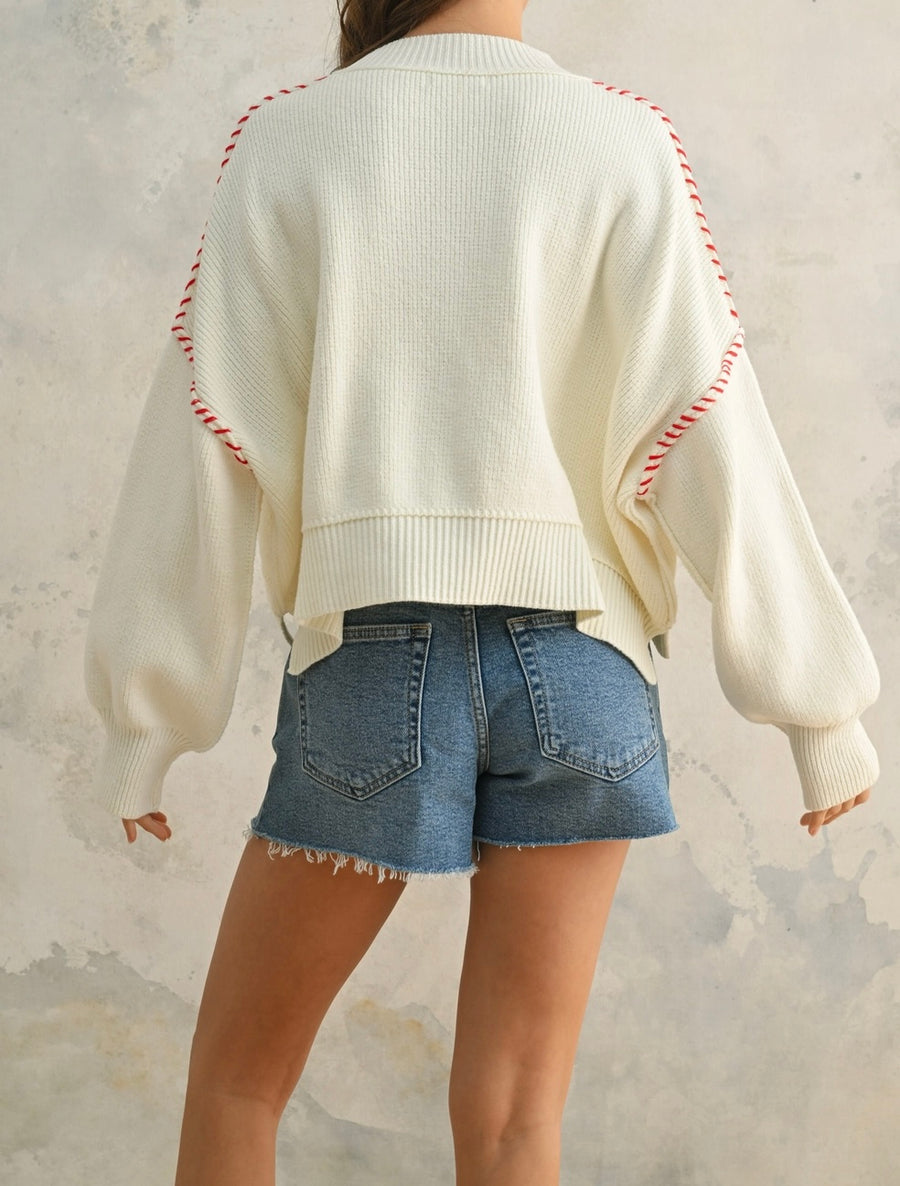 USA Rope Letter Sweater