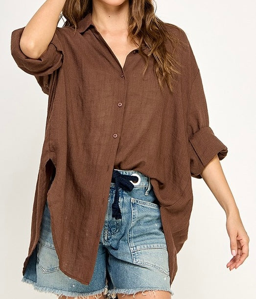 Brown Button Down Shirt