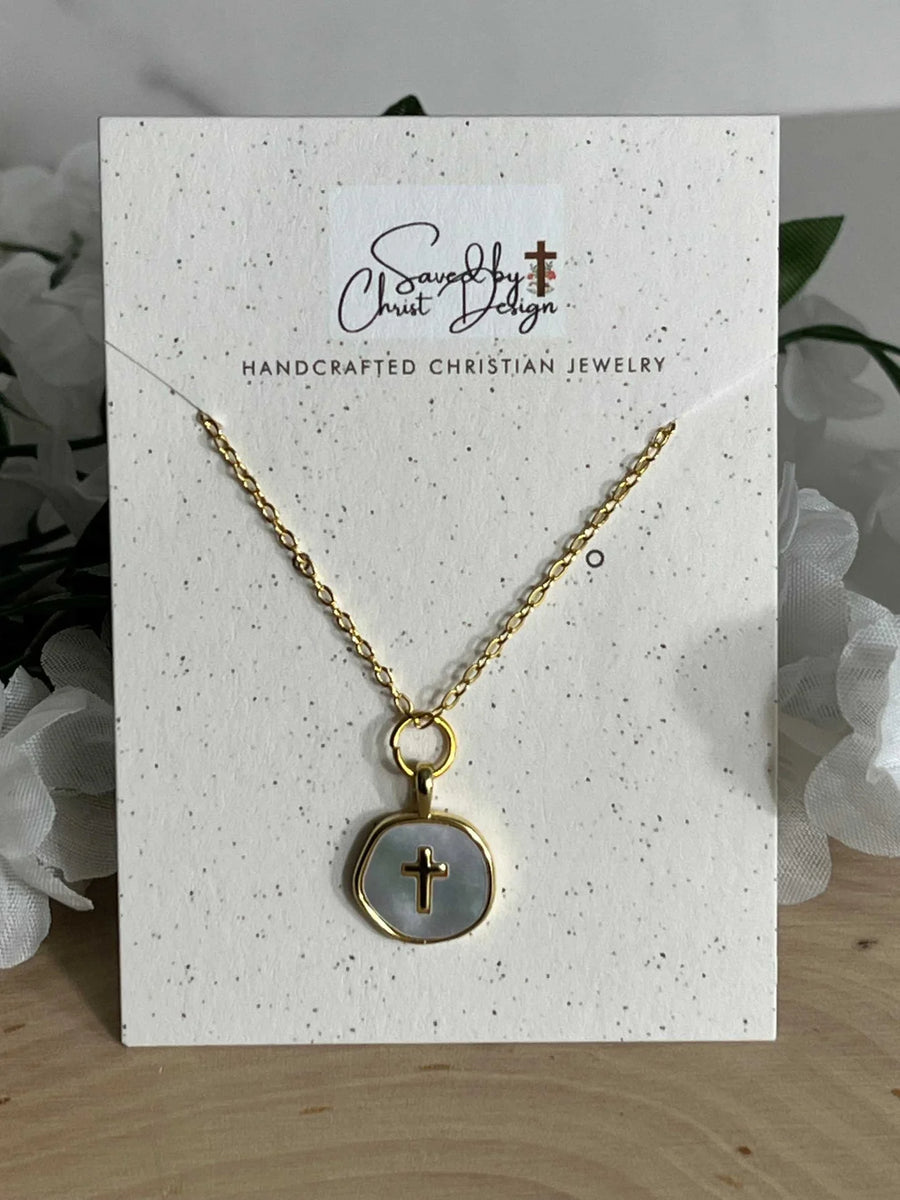 Gold Necklace with Pearl Cross - Simply in Christ