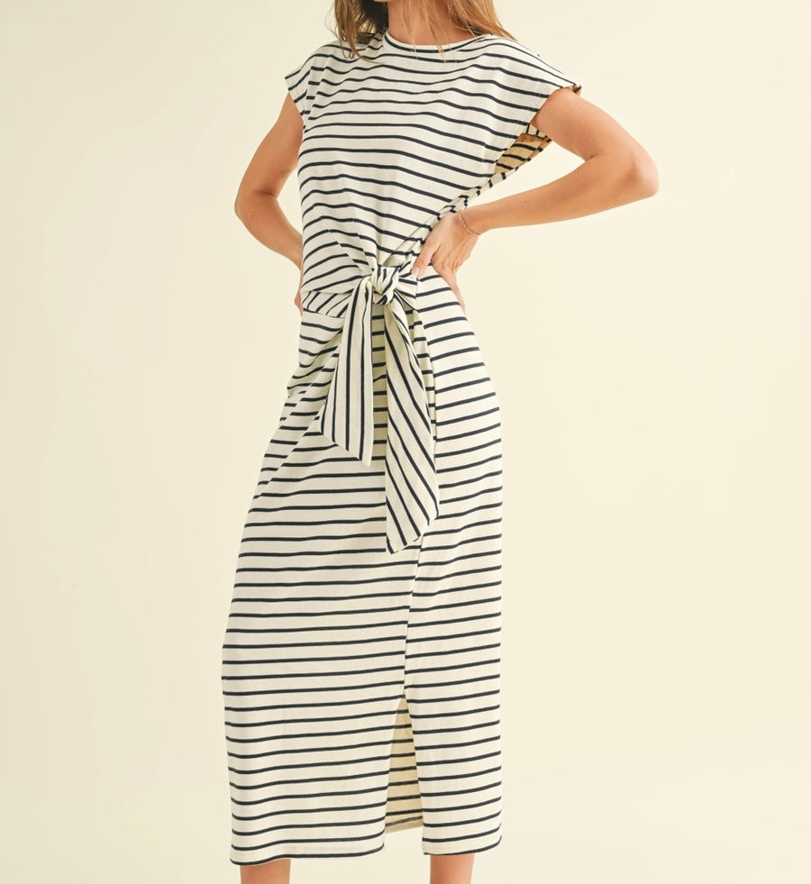 Striped Tie Detail Dress