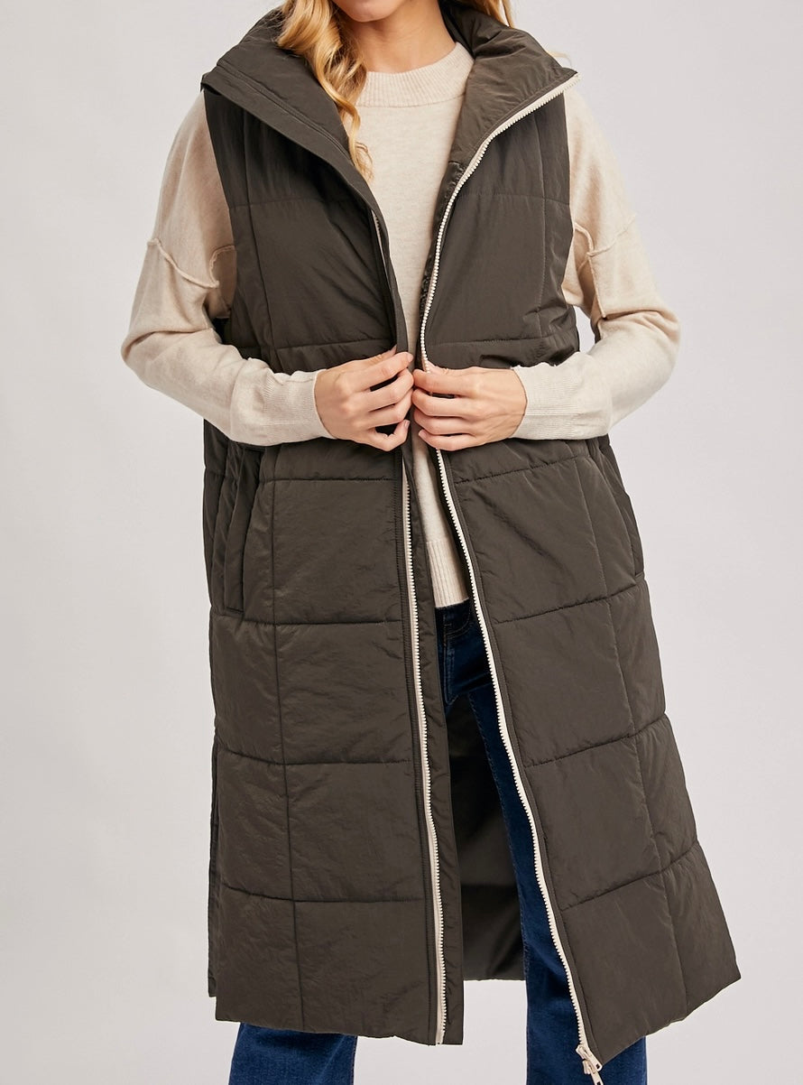 Quilted Longline Puffer Vest