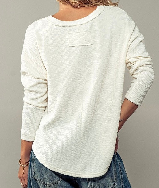 Textured Long Sleeve Henley