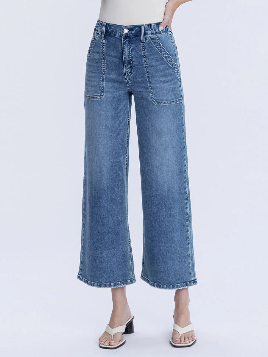 Kris High Rise Ankle Baggy Wide Leg Jeans