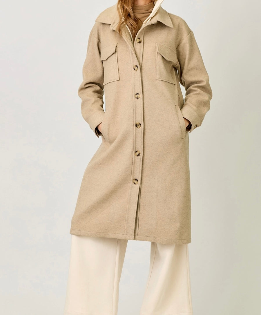 Twofer Hoodie Shacket Coat