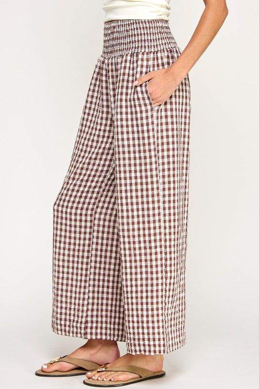 Gingham Wide Leg Pants