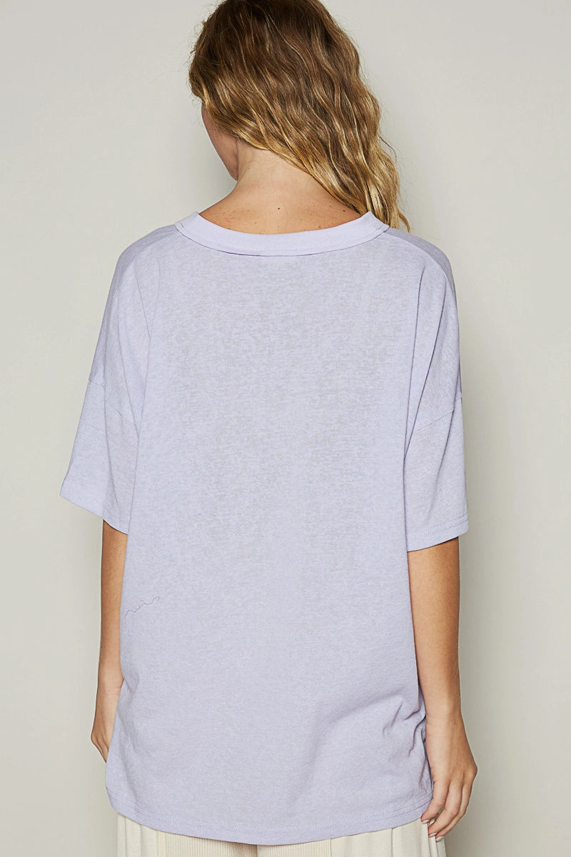 V Neck Stone Wash Tee