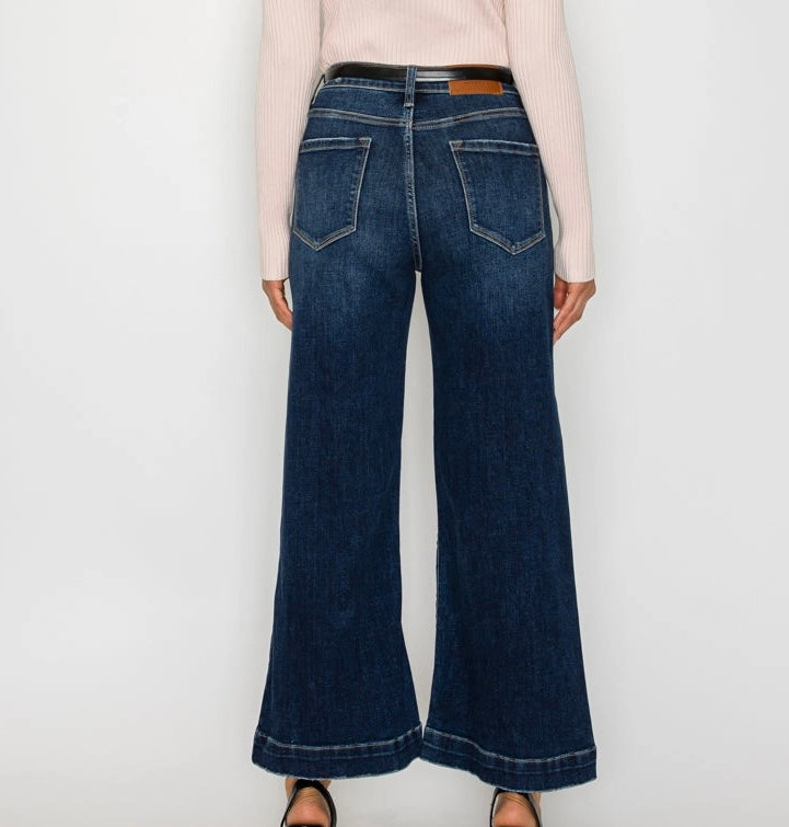 High Rise Cropped Palazzo Jeans