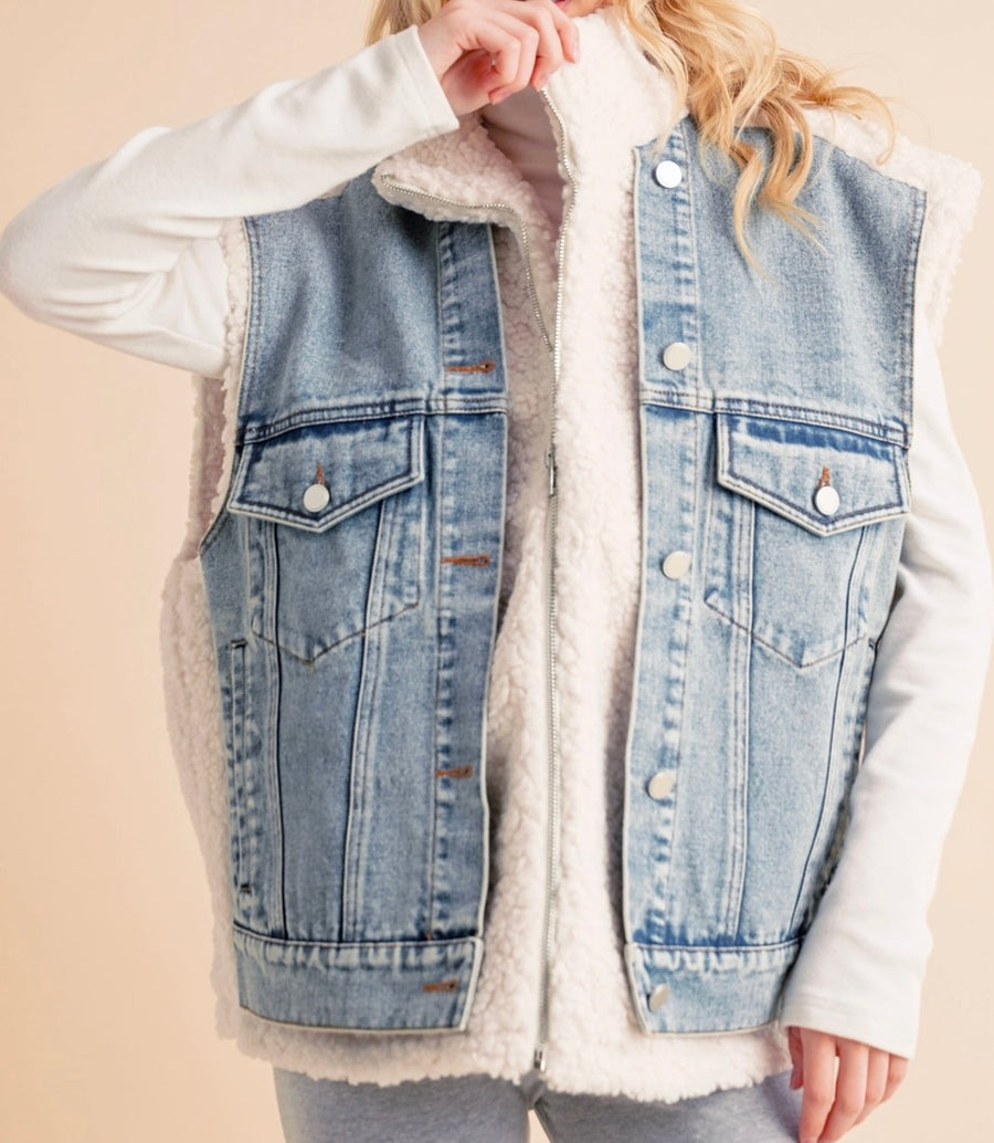 Delli Denim + Sherpa Vest