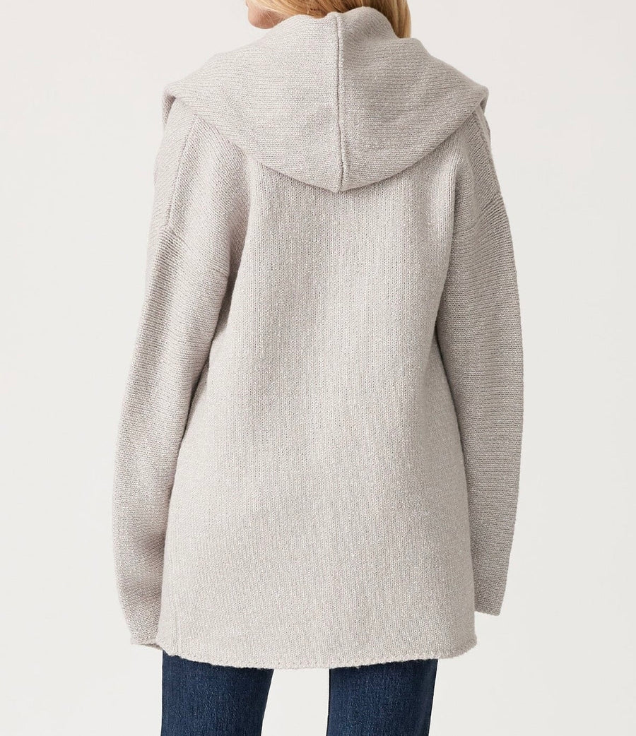 Mid-Length Oversized Long Sleeve Hooded Cardigan- Heather Grey