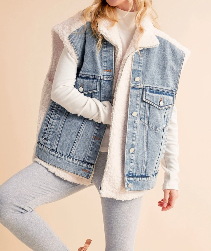 Delli Denim + Sherpa Vest