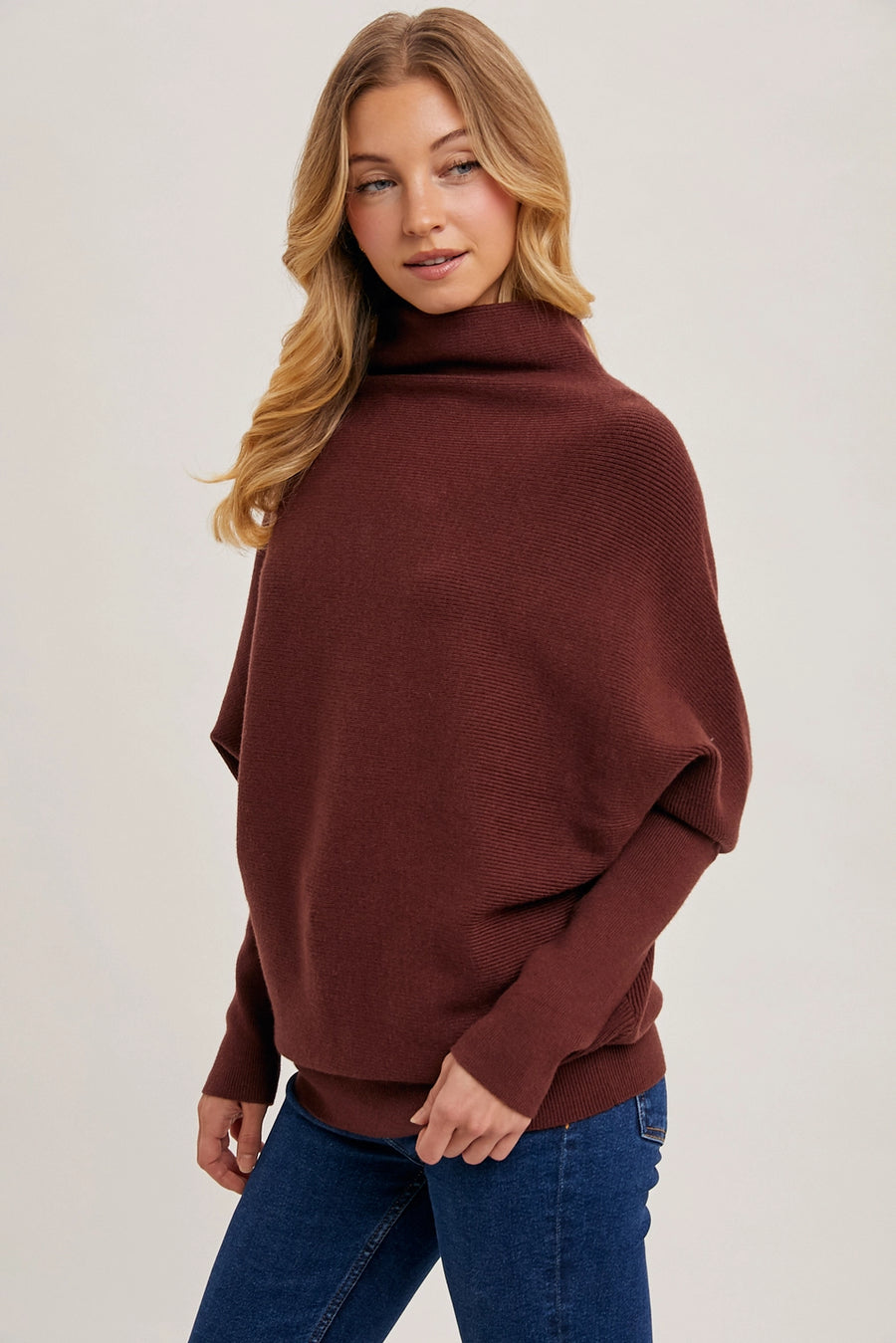 Slouch Neck Dolman Sleeved Pullover