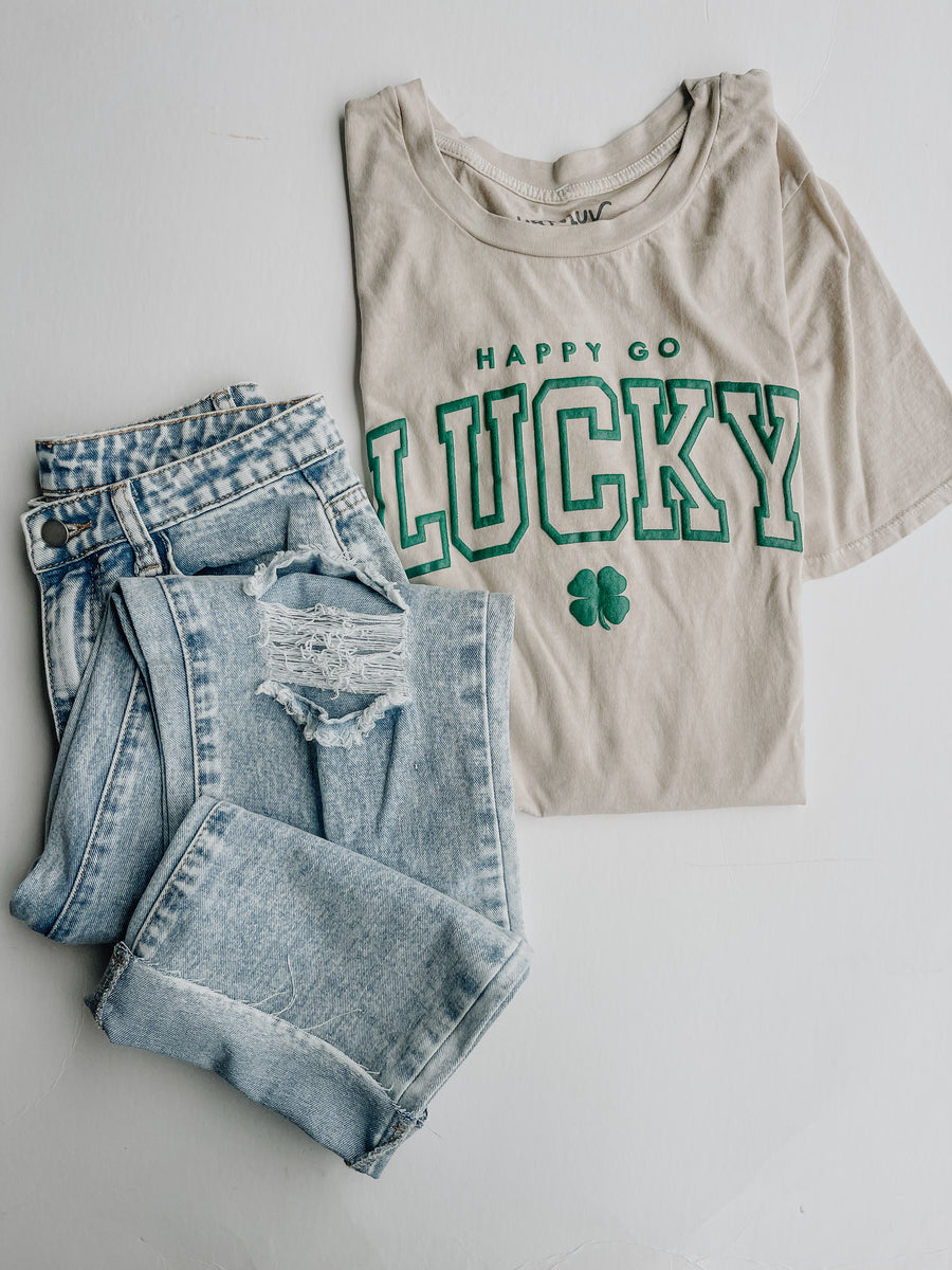 Happy Go Lucky Washed Tee