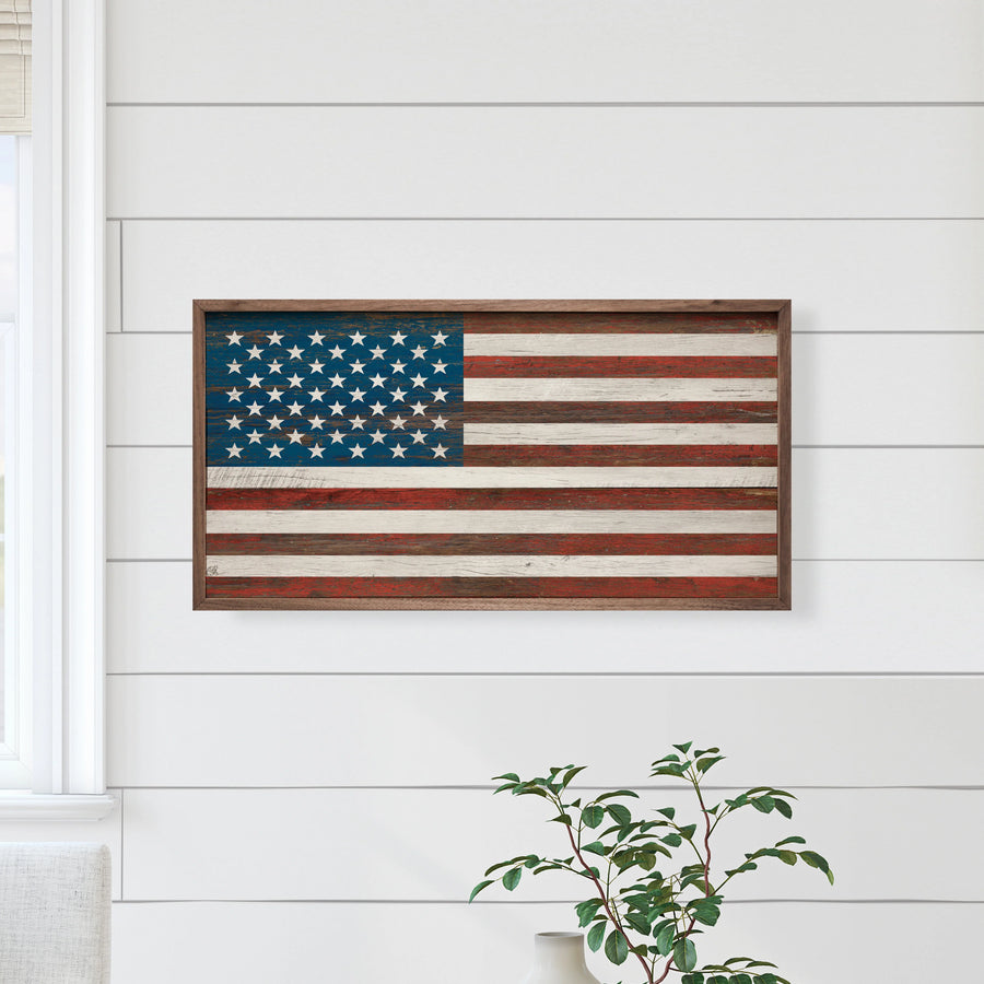 American Flag Whitewash Sign