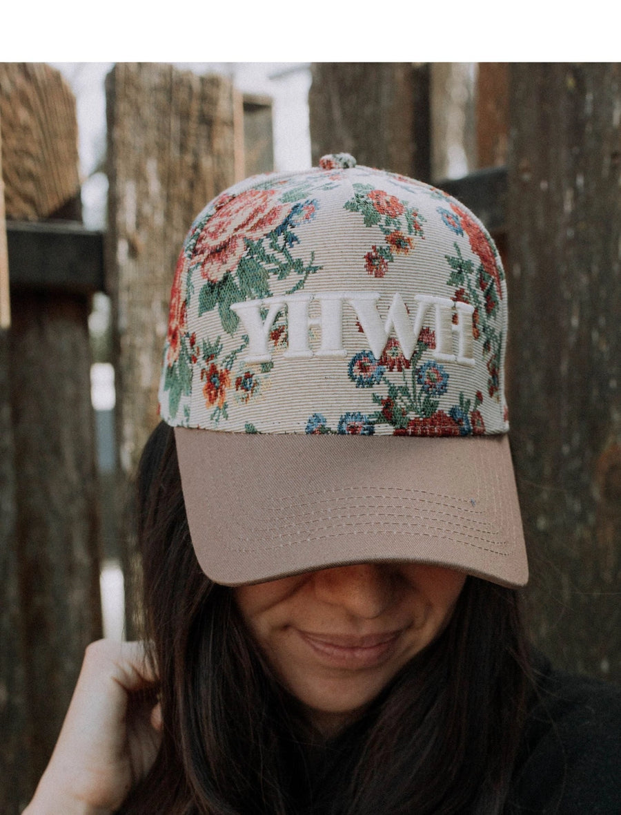 YHWH Embroidered Floral Hat