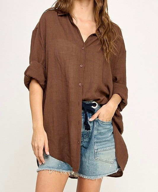 Brown Button Down Shirt
