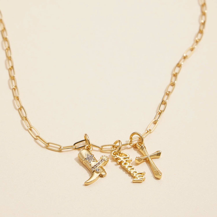 Western Cross Charm Necklace