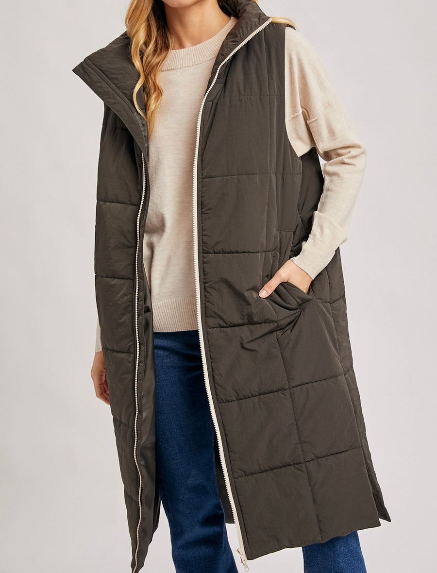 Quilted Longline Puffer Vest