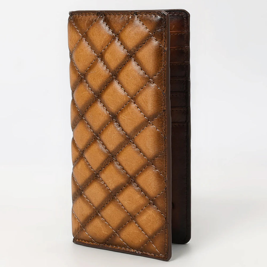 Quilted Tan Leather Rodeo Wallet