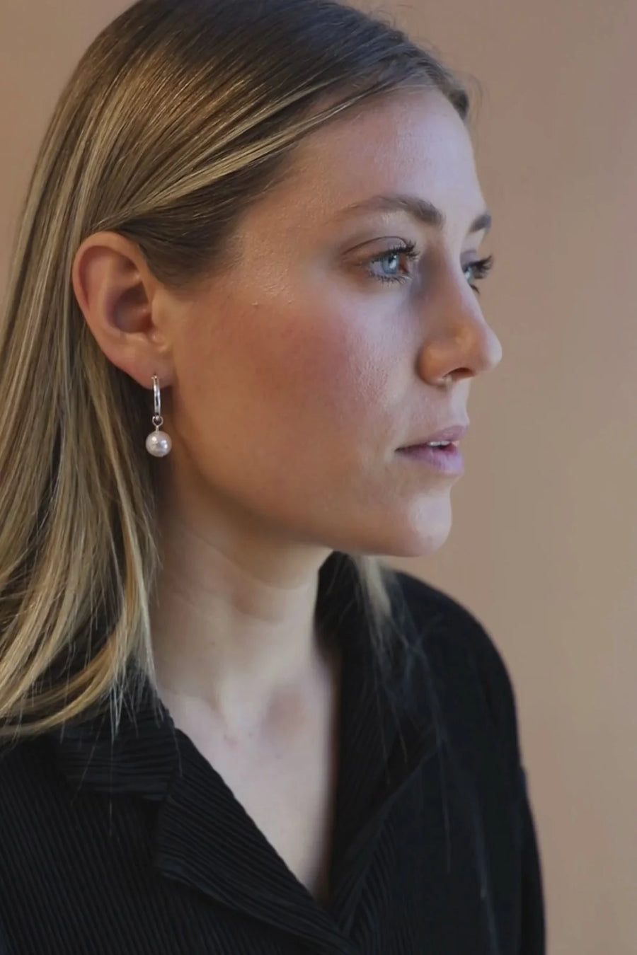 Audrey Gold Filled Pearl Hoop Earrings