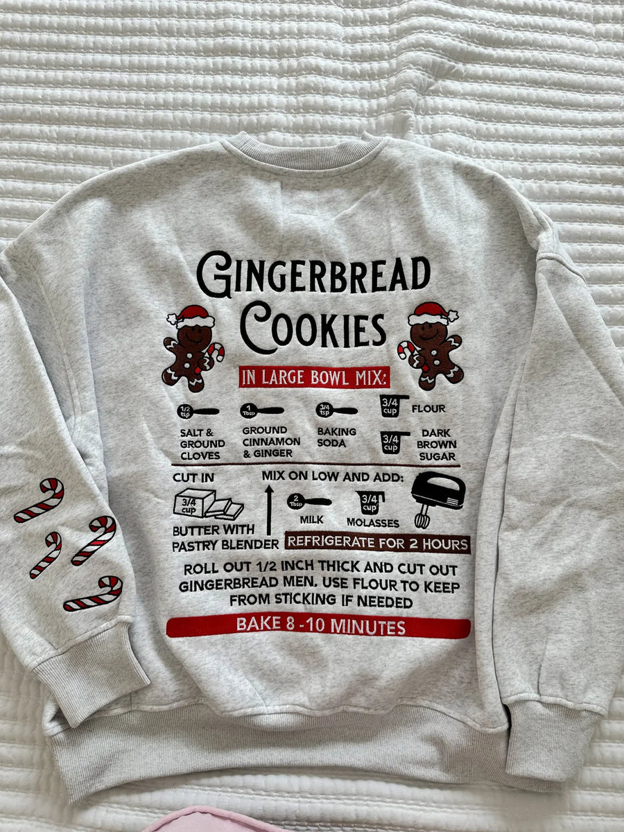 Gingerbread Recipe Christmas Embroidered Sweatshirt
