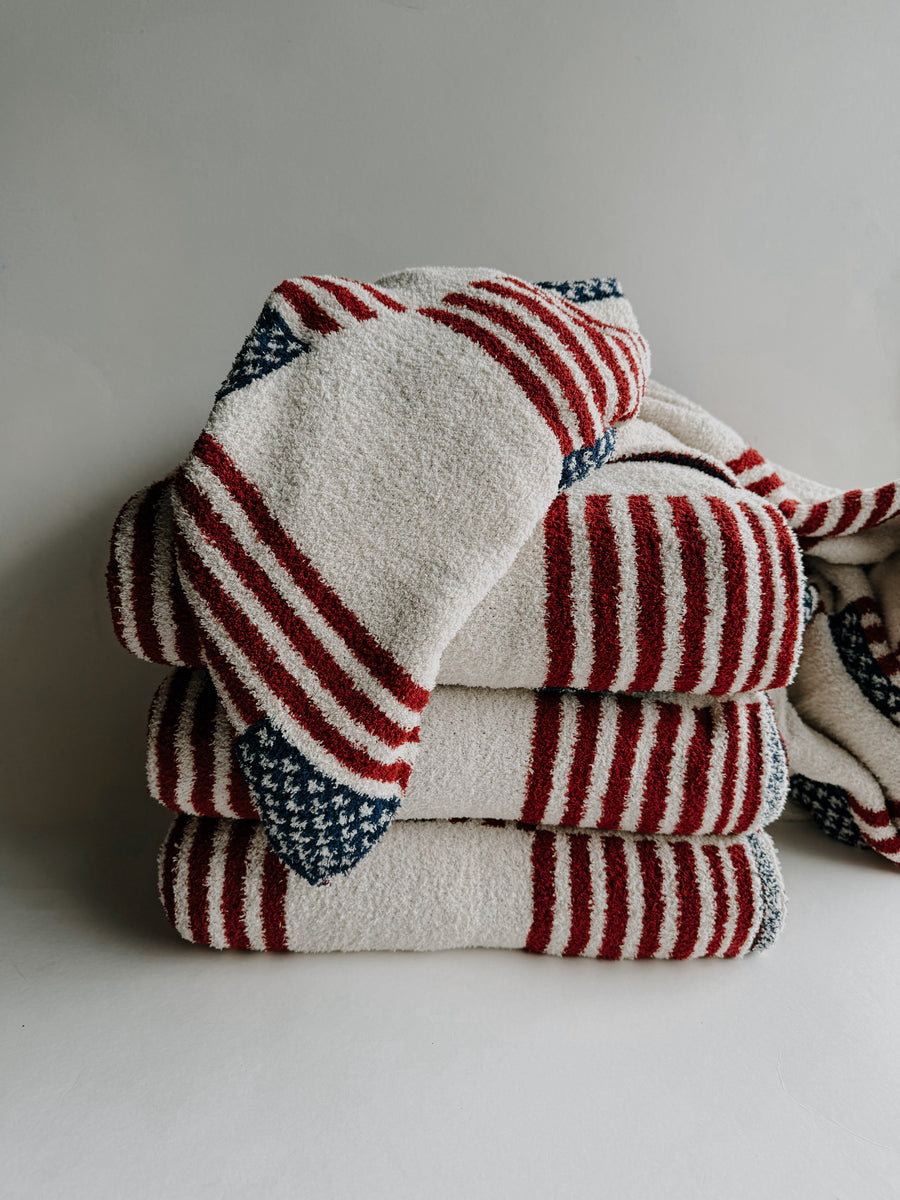 Repeating US Flag Blanket