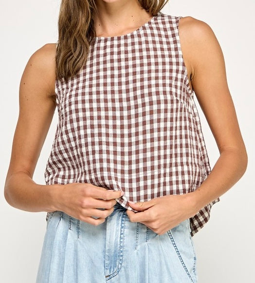 Gingham Scoop Neck Tank