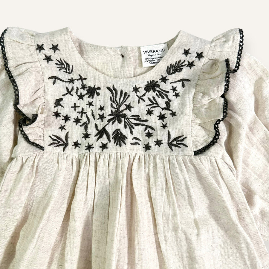Embroidered Ruffle Flare Dress
