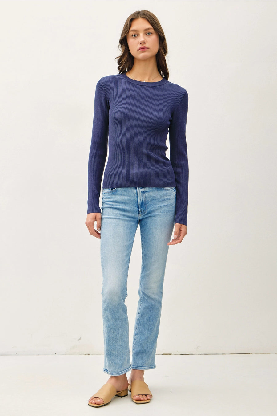 Classic Crewneck Long Sleeve Rib Sweater