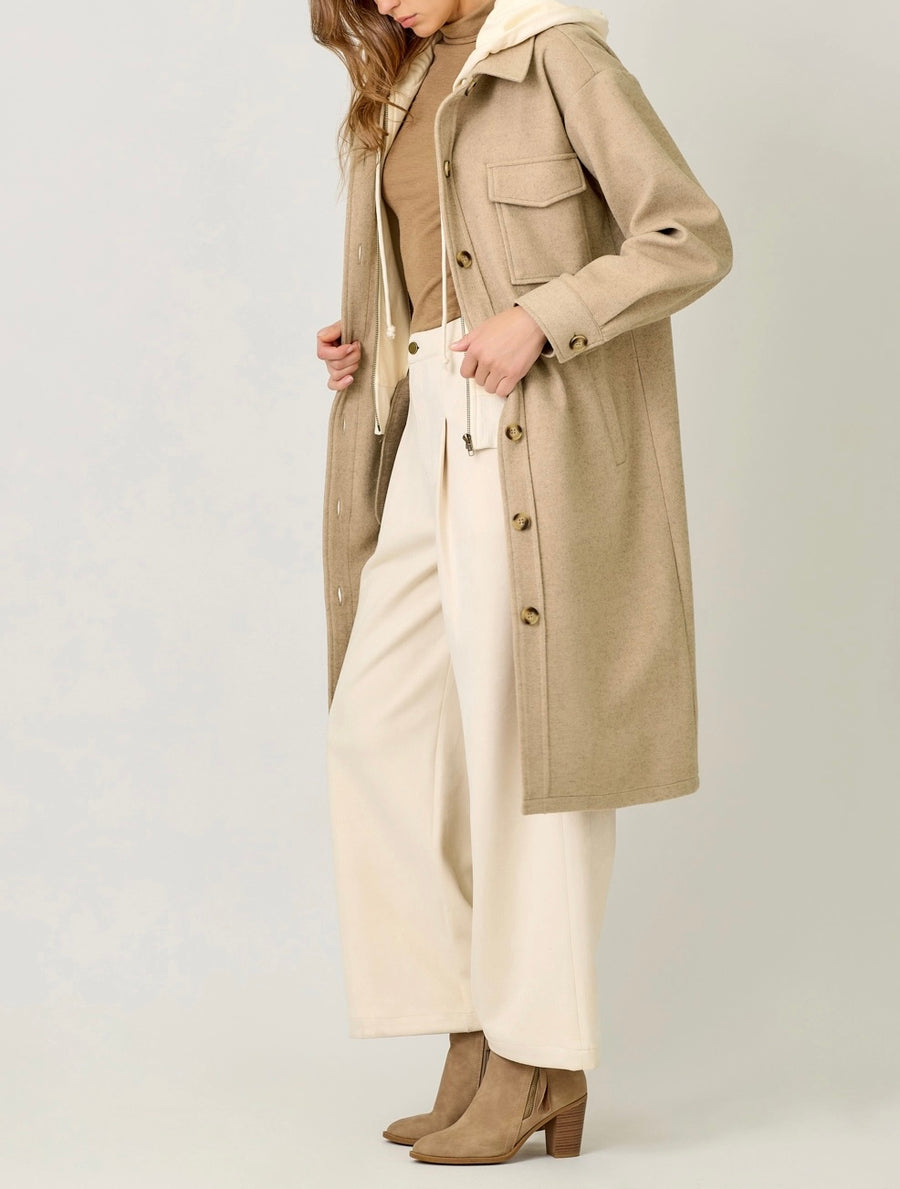 Twofer Hoodie Shacket Coat