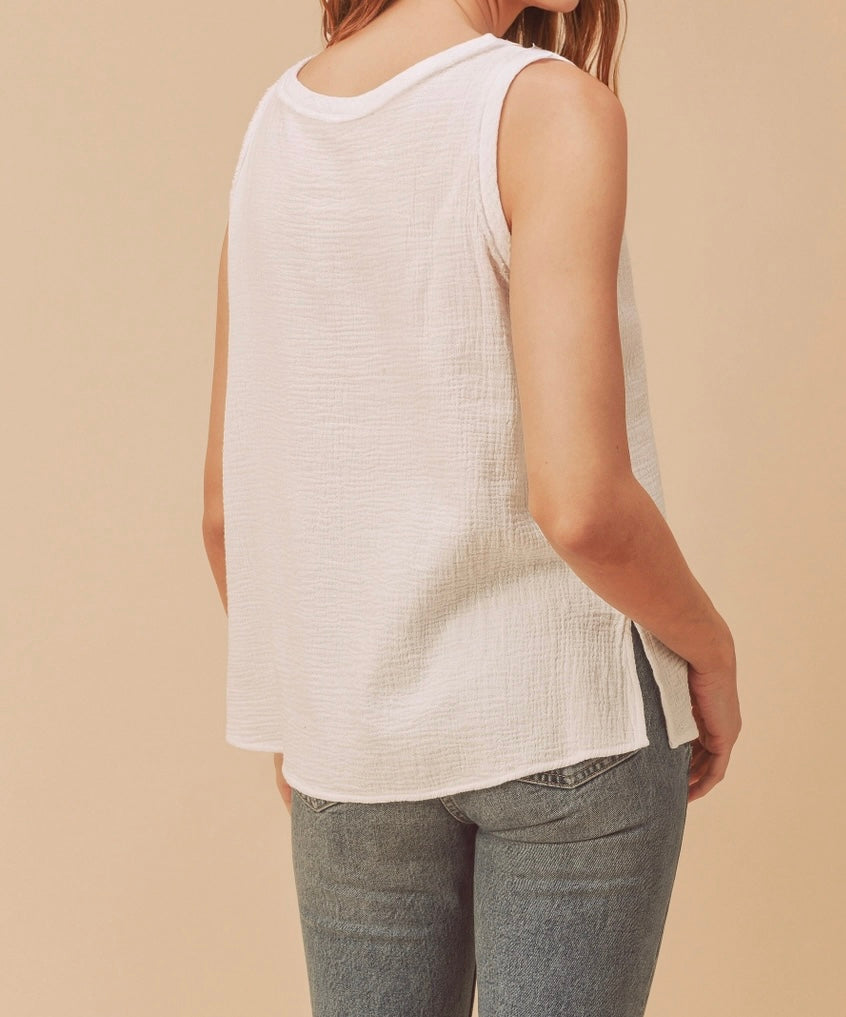 Gauze V-Neck Tank Top