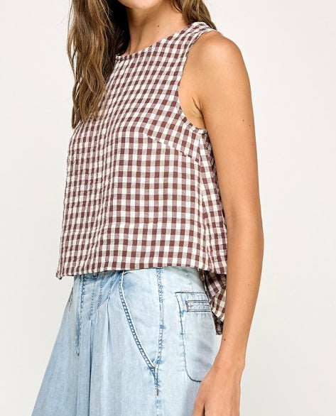 Gingham Scoop Neck Tank