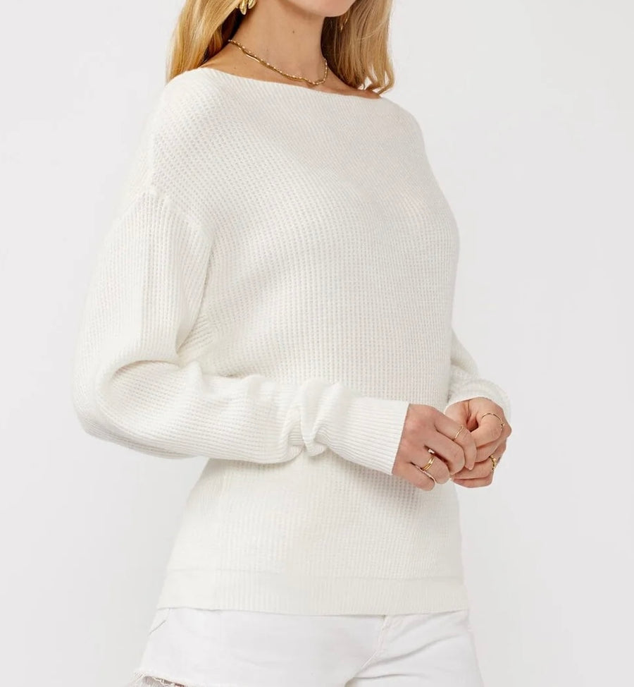 Long Sleeve Waffle Knit Pullover Sweater