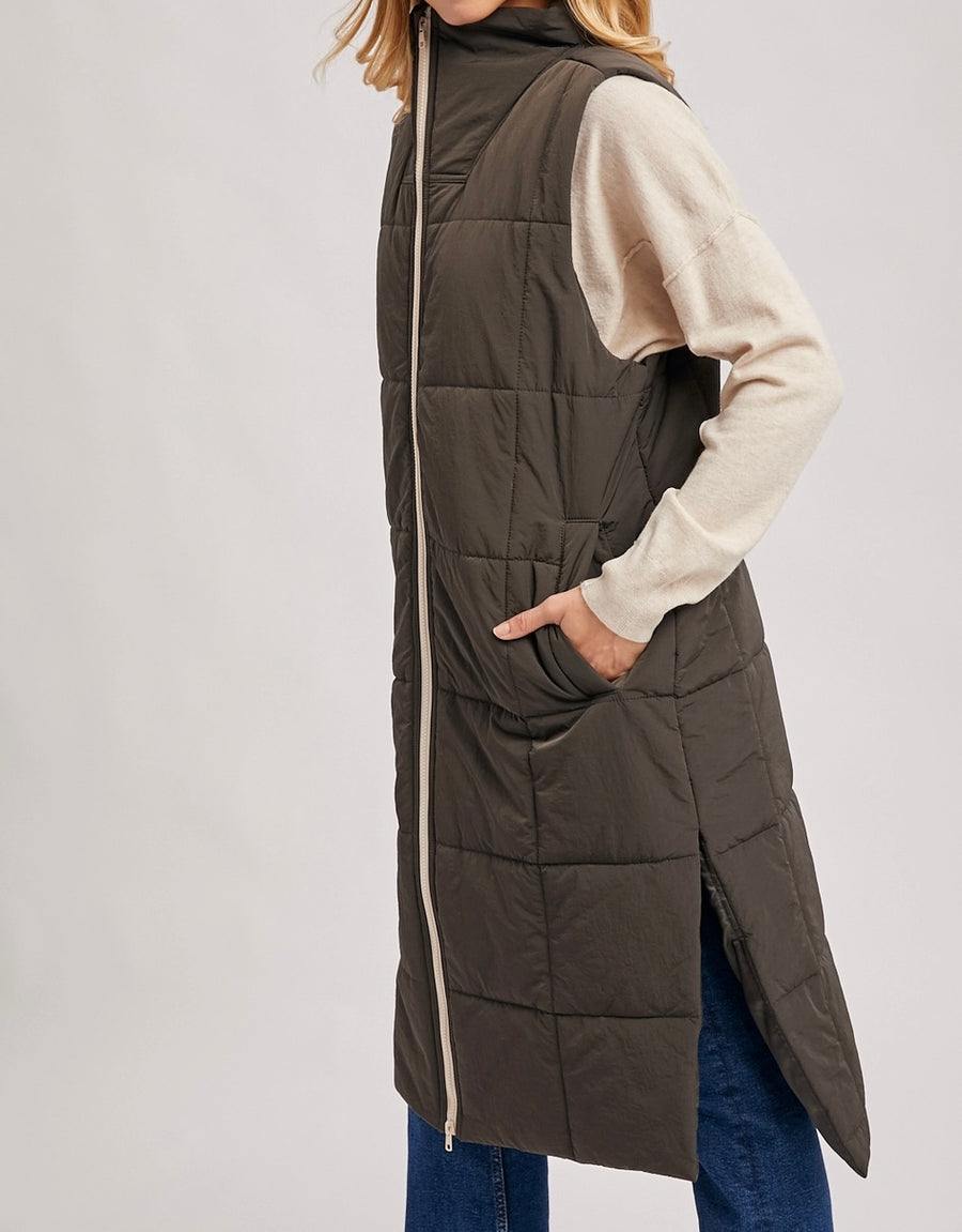 Quilted Longline Puffer Vest