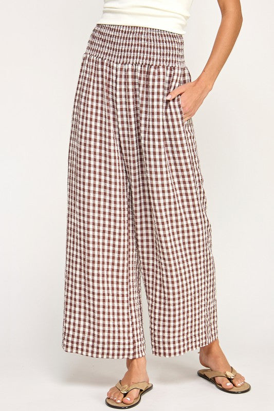 Gingham Wide Leg Pants