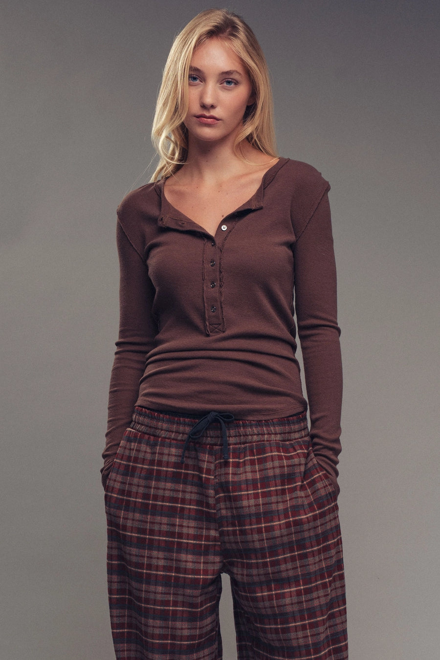 Ribbed Henley Long Sleeve