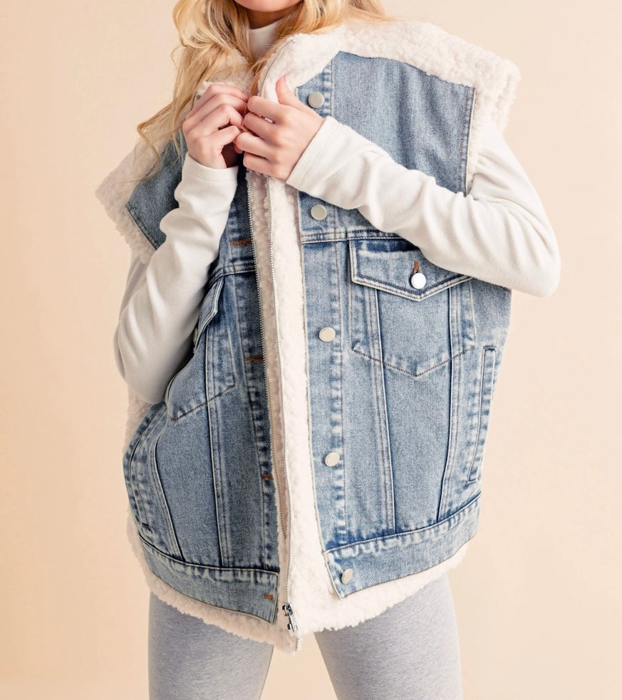 Delli Denim + Sherpa Vest