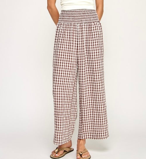 Gingham Wide Leg Pants