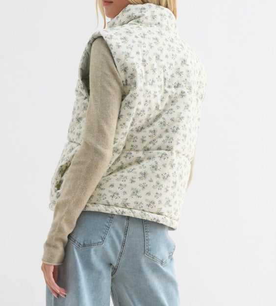 Floral Puffer Vest