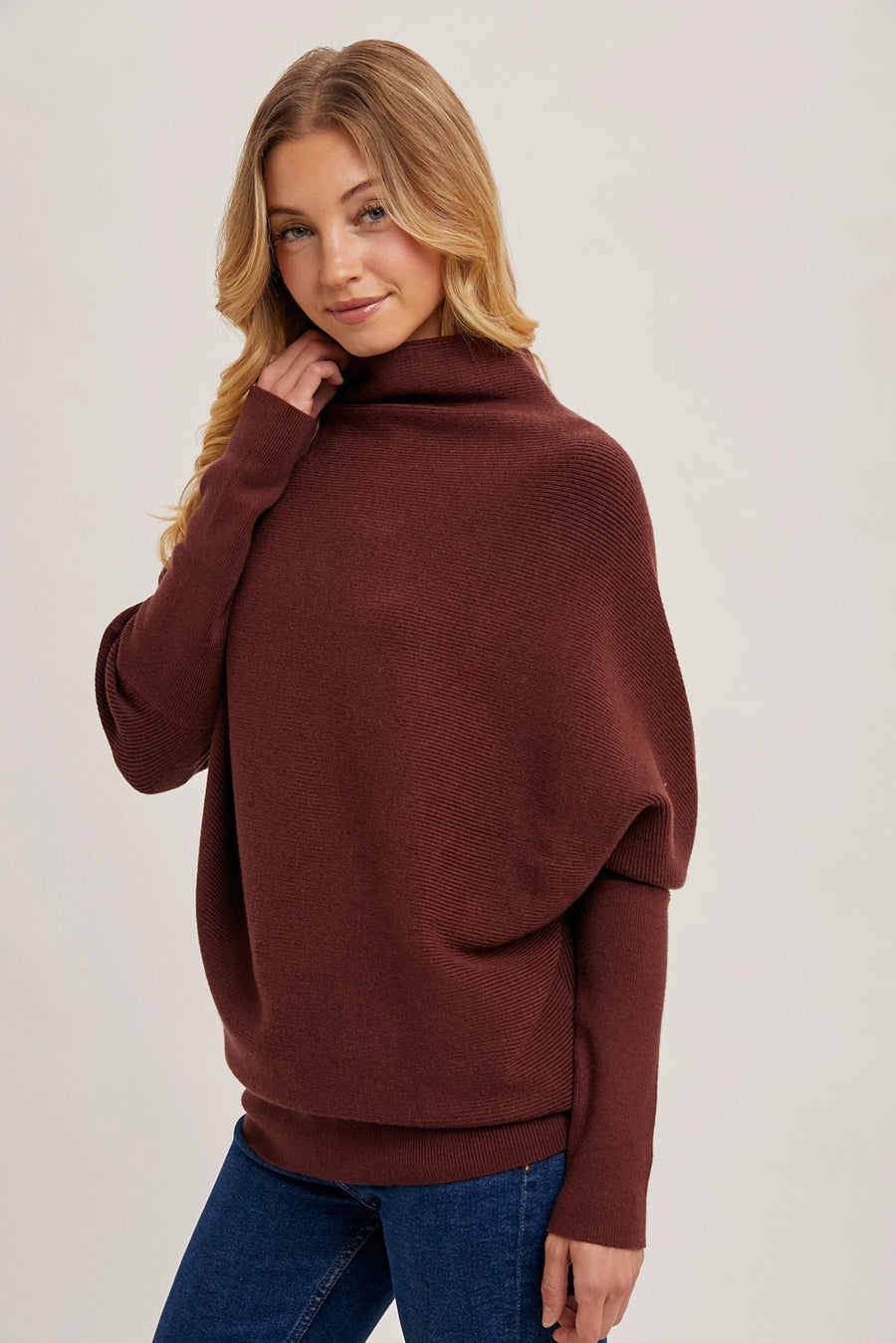 Slouch Neck Dolman Sleeved Pullover
