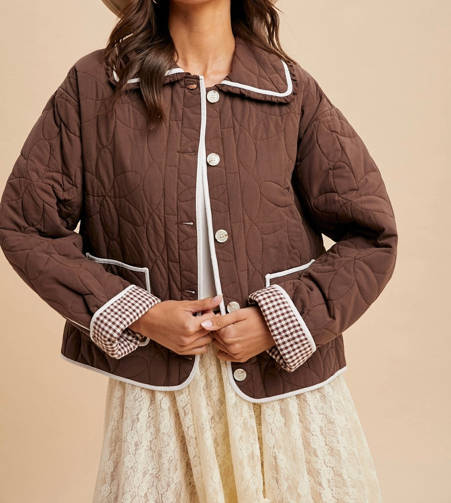 Floral Quilted Collared Jacket