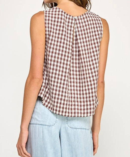 Gingham Scoop Neck Tank
