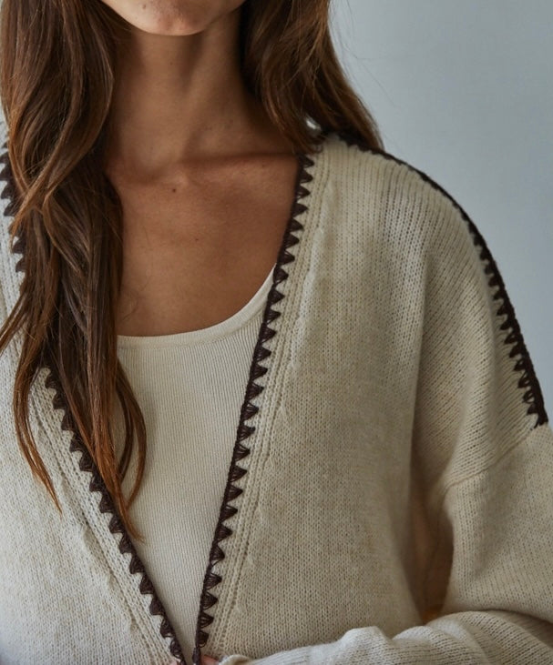 Contrast Stitch Knit Cardigan
