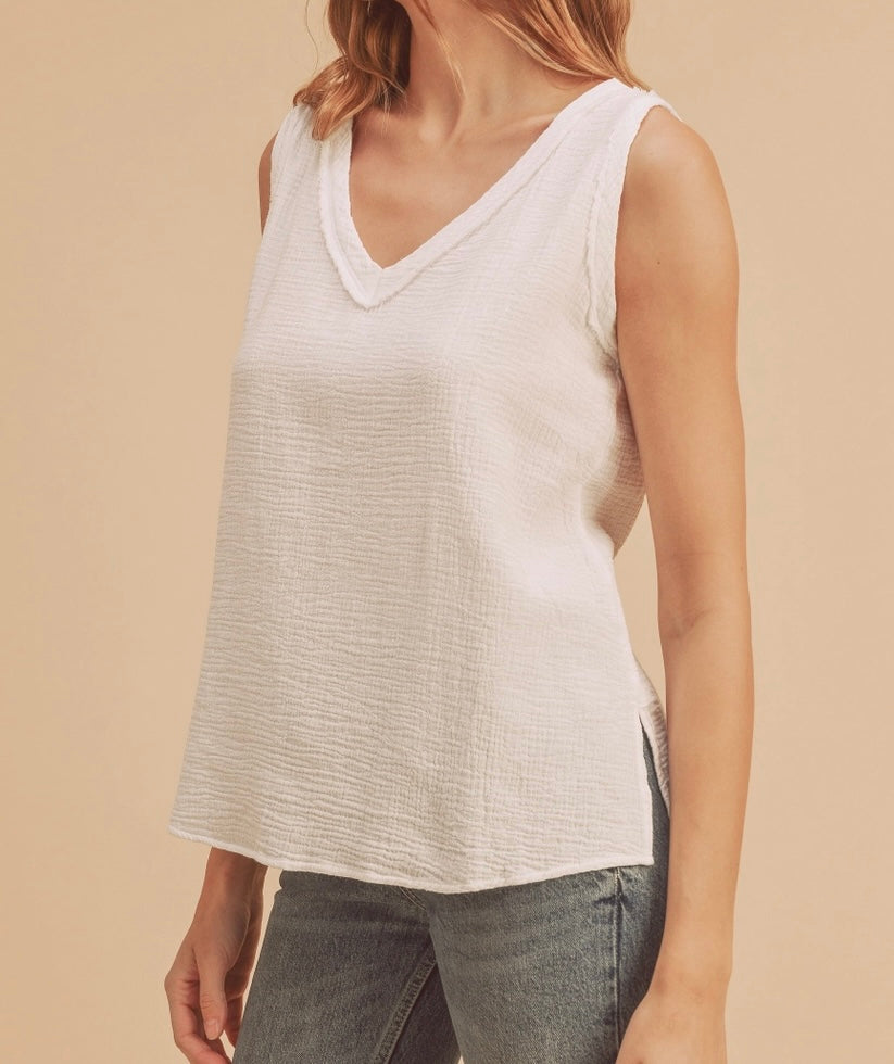 Gauze V-Neck Tank Top