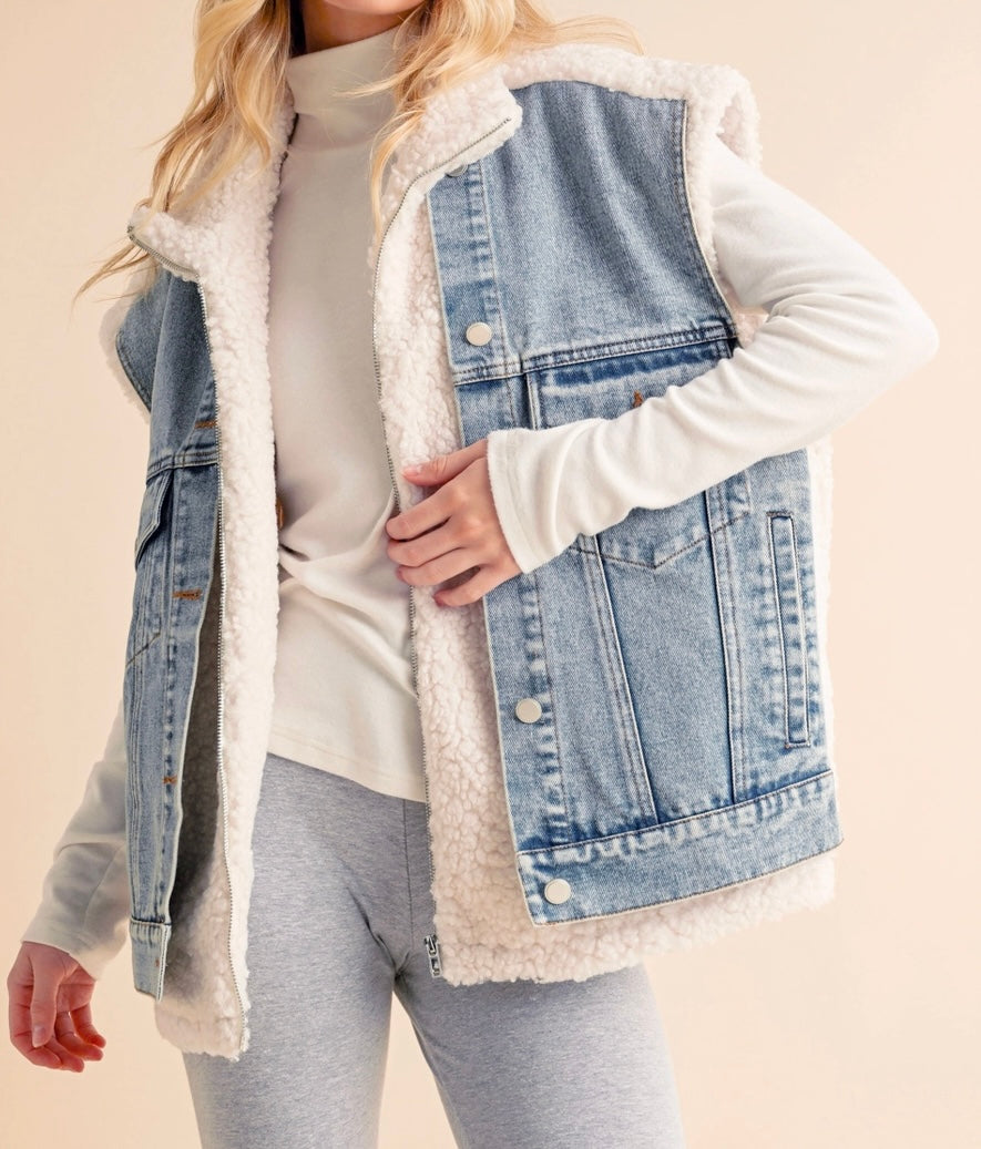 Delli Denim + Sherpa Vest