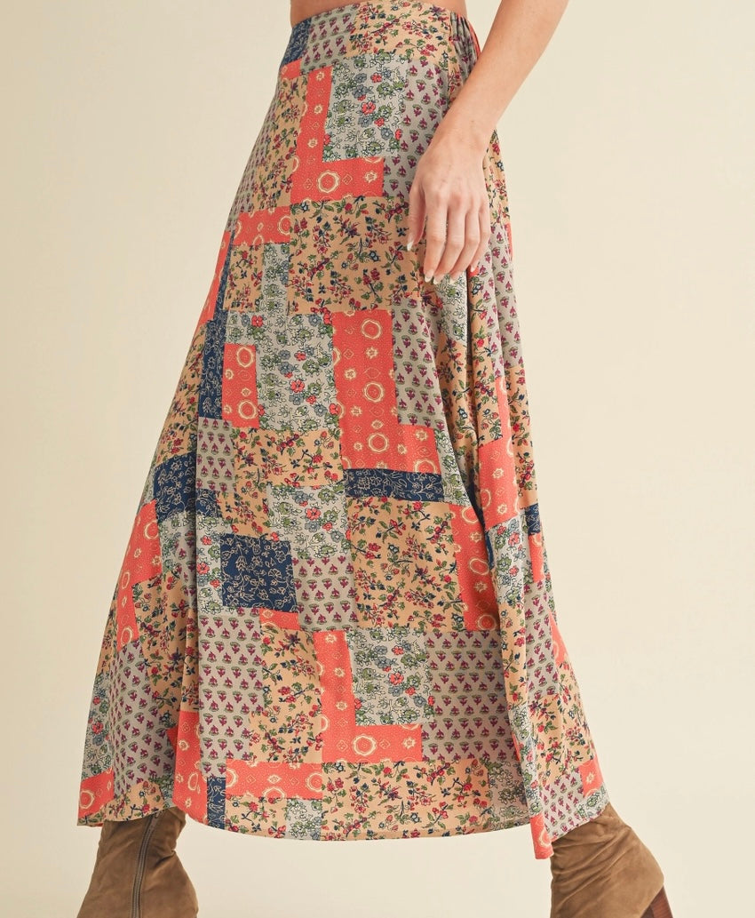 Bradyn Patchwork Print Skirt